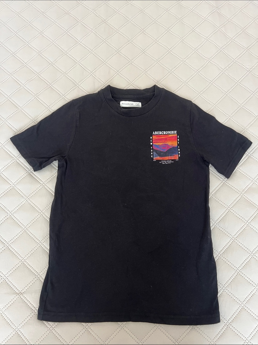 abercrombie kids Black Tee with Sunset Graphic